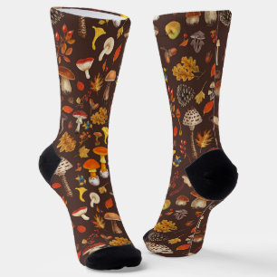 Wild mushrooms on brown socks