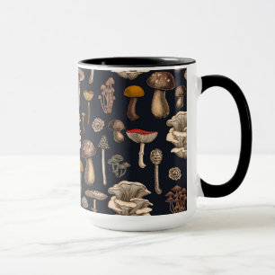 Wild Mushrooms on graphite black Mug