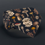 Wild Mushrooms  on graphite black Tie<br><div class="desc">Various hand -drawn wild mushrooms,  vector pattern</div>