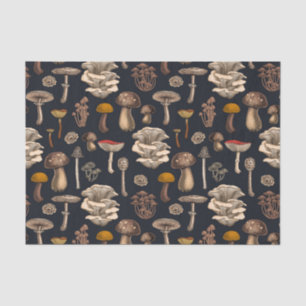 Wild Mushrooms  on graphite black Tissue Paper