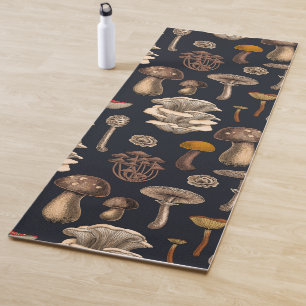 Wild Mushrooms on graphite black Yoga Mat
