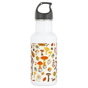 Wild mushrooms on off white 532 ml water bottle