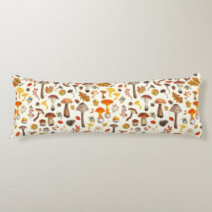 Wild mushrooms on off white body cushion