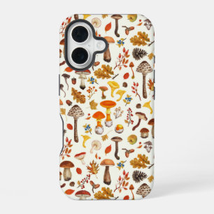 Wild mushrooms on off white iPhone 16 case