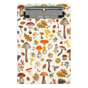 Wild mushrooms on off white mini clipboard