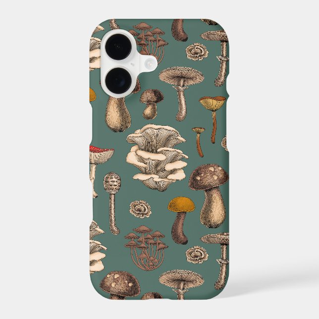 Wild Mushrooms  on pine green (Back)
