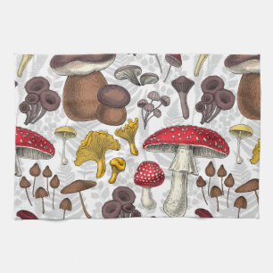 Wild mushrooms tea towel