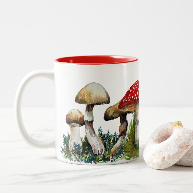 Wild mushrooms Two-Tone coffee mug (With Donut)