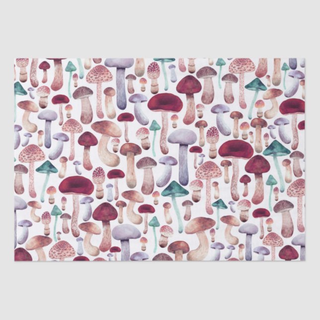 Wild Mushrooms Watercolor Illustration  Tissue Paper (Front)
