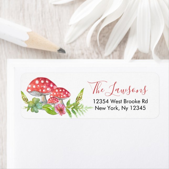 Wild Mushrooms Whimsical Return Address Label (Insitu)