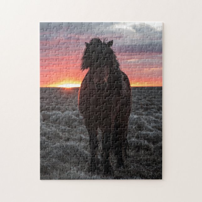 Wild Mustang Horse in the Sunset Jigsaw Puzzle (Vertical)