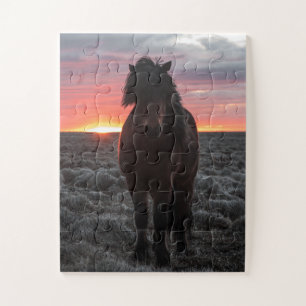 Wild Mustang Horse in the Sunset Jigsaw Puzzle
