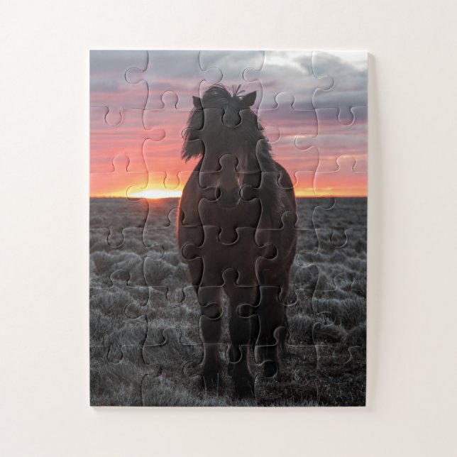 Wild Mustang Horse in the Sunset Jigsaw Puzzle (Vertical)