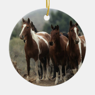 Wild Mustang Horses 7 Ceramic Tree Decoration