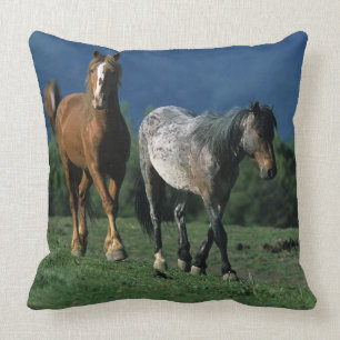 Wild Mustang Horses Cushion
