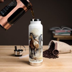 Wild Mustang Horses Equestrian Wild West Water Bottle