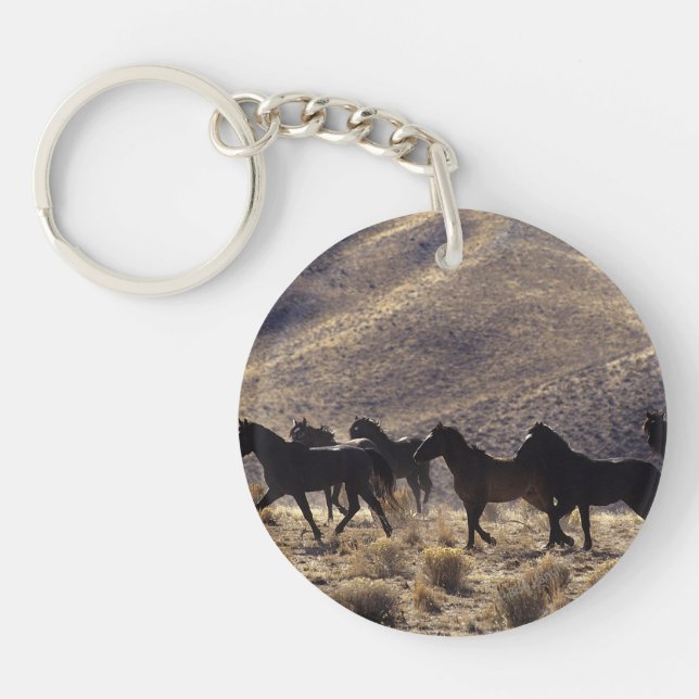 Wild Mustang Horses in the Desert 1 Key Ring (Front)