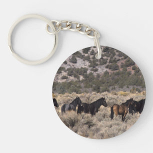 Wild Mustang Horses in the Desert 2 Key Ring