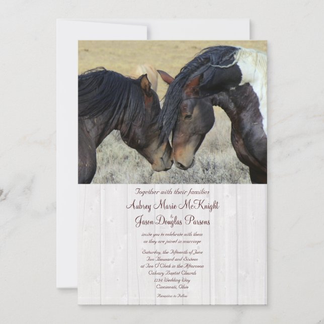 Wild Mustang Horses Wedding Invitations (Front)