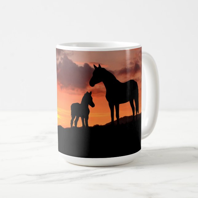 Wild Mustang Mare and Foal Coffee Mug (Front Right)