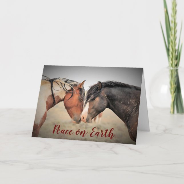 Wild Mustang Peace on Earth Holiday Card (Front)