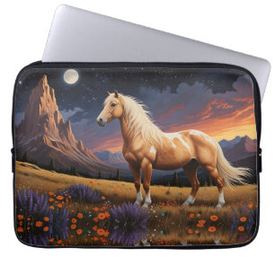 Wild mustang pinto palomino Colourful night sky Laptop Sleeve