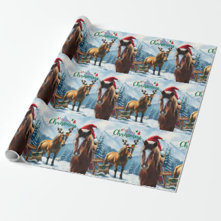 Wild Mustang Santa Christmas wrapping paper