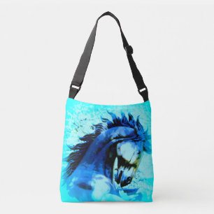 wild mustang stallion blue crossbody bag