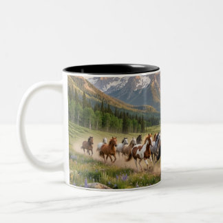 Wild Mustang Sunset Run Ceramic Coffee Mug