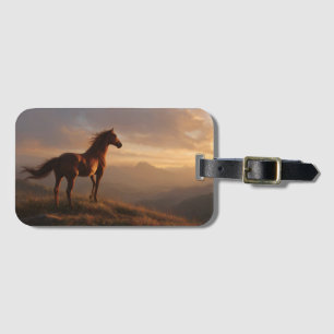 Wild Mustang Watching the Sunset Luggage Tag