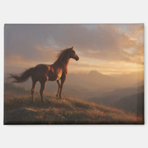 Wild Mustang Watching the Sunset Magnet