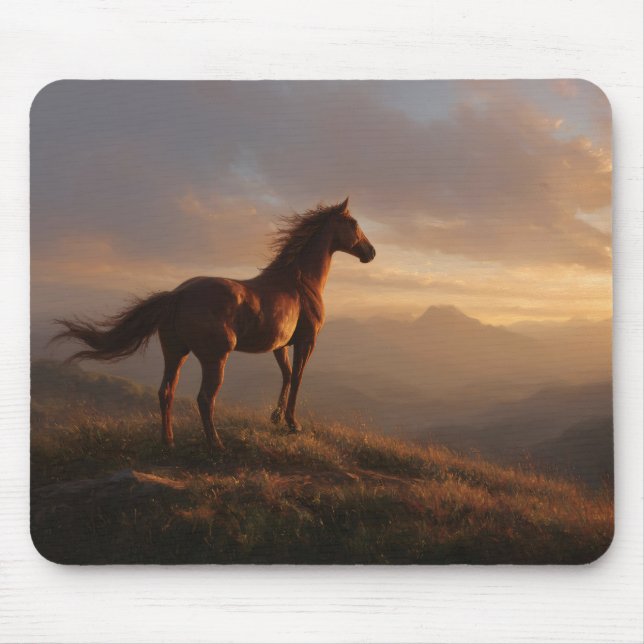 Wild Mustang Watching the Sunset Mouse Pad (Front)