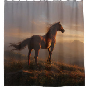 Wild Mustang Watching the Sunset Shower Curtain