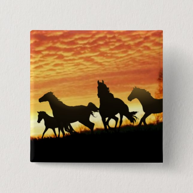 Wild Mustangs 15 Cm Square Badge (Front)