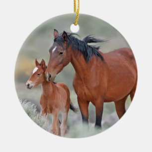 Wild Mustangs at Altamont Pass Ceramic Tree Decoration