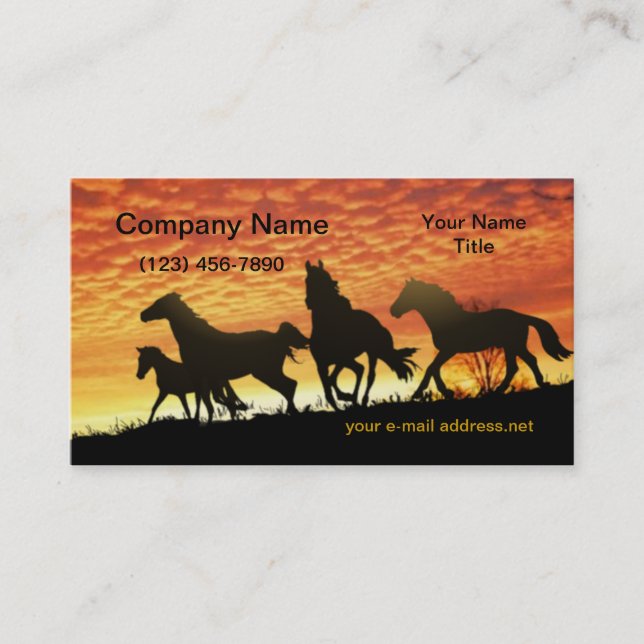 Wild Mustangs Sunset Business Card (Front)