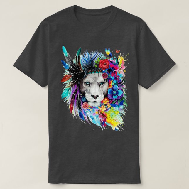 Wild Natural Colourful Lion  T-Shirt (Design Front)