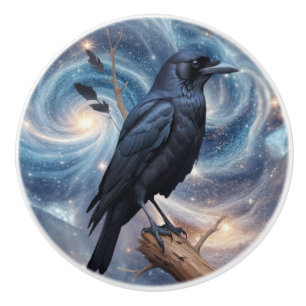 Wild Nature Bird Crow-Raven  Ceramic Knob