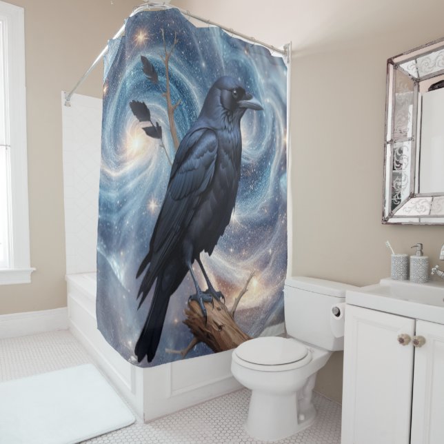Wild Nature Birds Raven-Crow  Shower Curtain (In Situ)