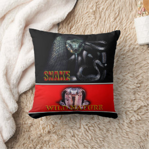 WILD NATURE - black SNAKE design collection Cushion