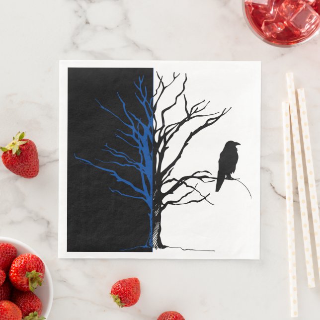Wild Nature Blackbirds Raven Tree Napkin (Insitu)