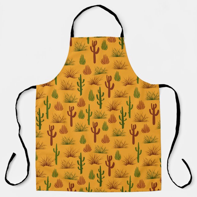 Wild Nature Cactus Bushes Pattern Apron (Front)