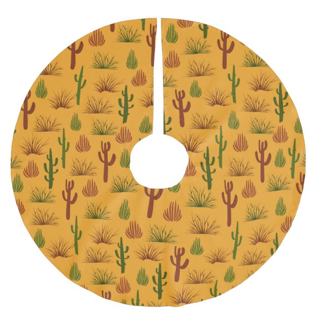 Wild Nature Cactus Bushes Pattern Brushed Polyester Tree Skirt (Front)