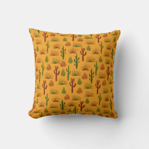 Wild Nature Cactus Bushes Pattern Cushion