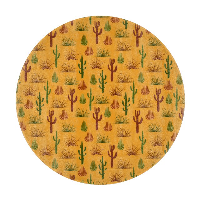 Wild Nature Cactus Bushes Pattern Cutting Board (Front)