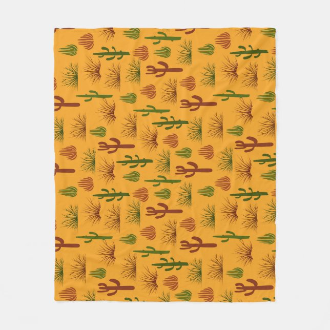 Wild Nature Cactus Bushes Pattern Fleece Blanket (Front)