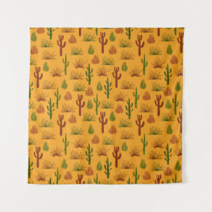 Wild Nature Cactus Bushes Pattern Tapestry