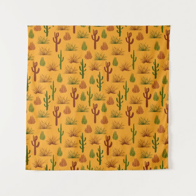 Wild Nature Cactus Bushes Pattern Tapestry (Front)