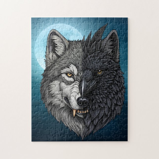 Wild Nature Crow-Raven Wolf Jigsaw Puzzle (Vertical)