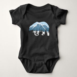 Wild Nature Polar Bear Wolves Mountain Forest Art Baby Bodysuit